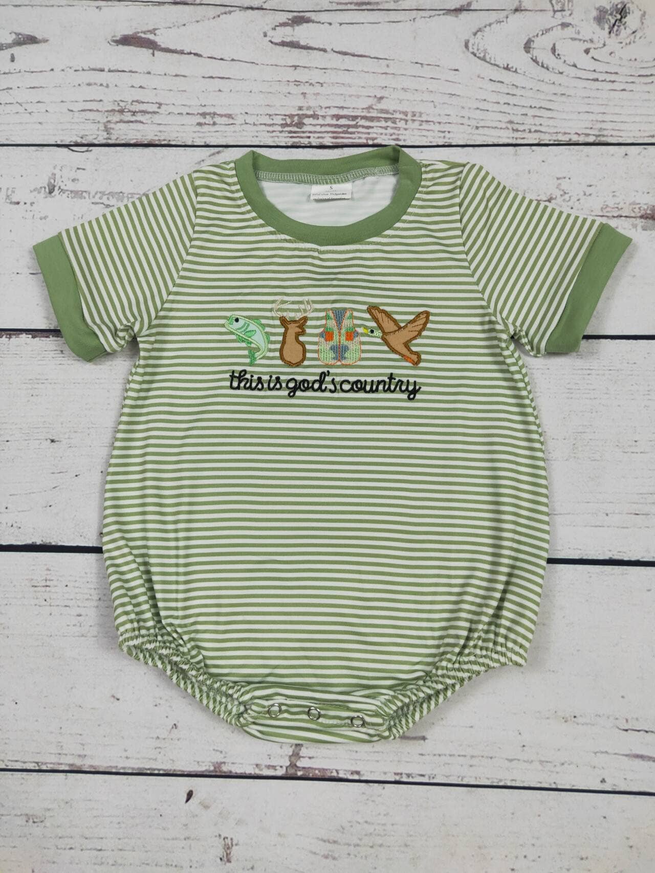 Baby Boy Hunting Appliqué Bubble
