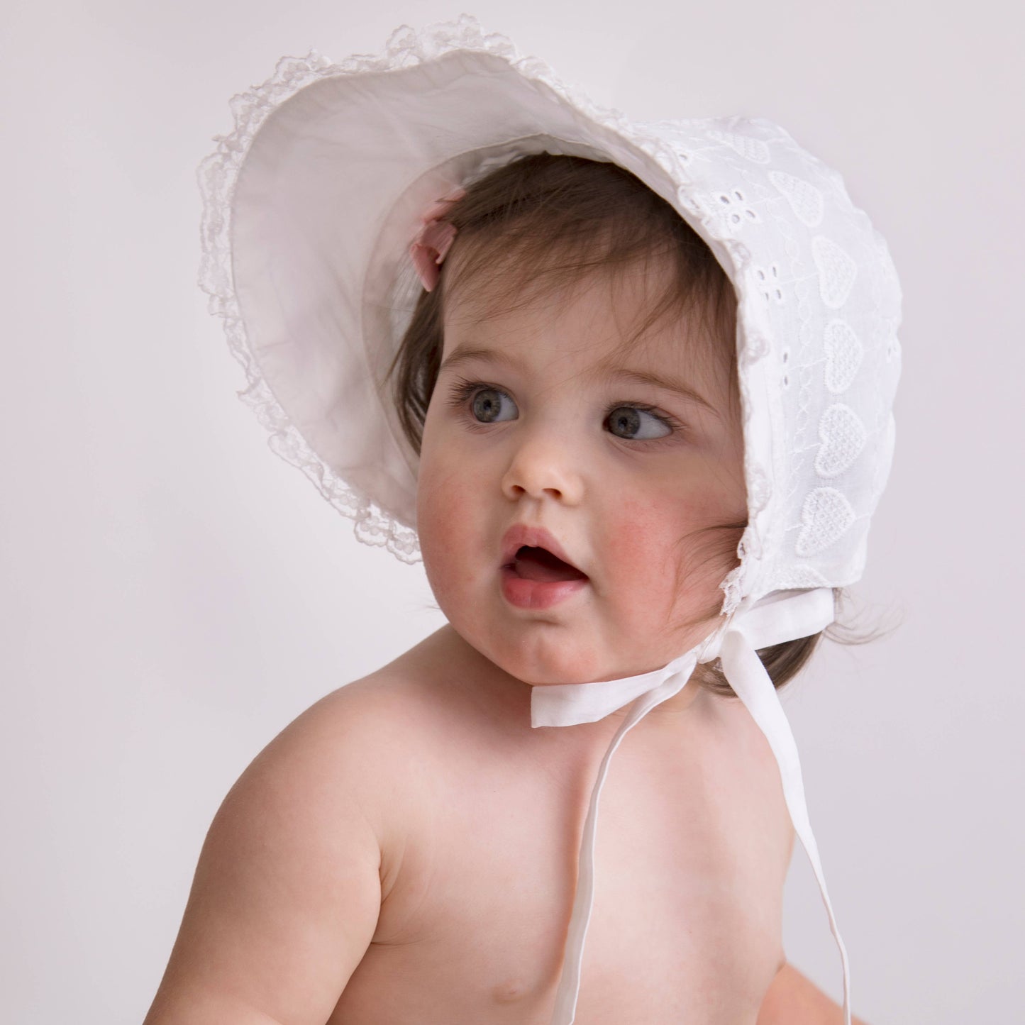 Heart Eyelet Baby Sunbonnet SALE