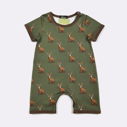 Hunter Green Buck Boy Romper