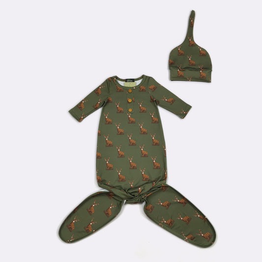 Hunter Green Buck Knotted Gown