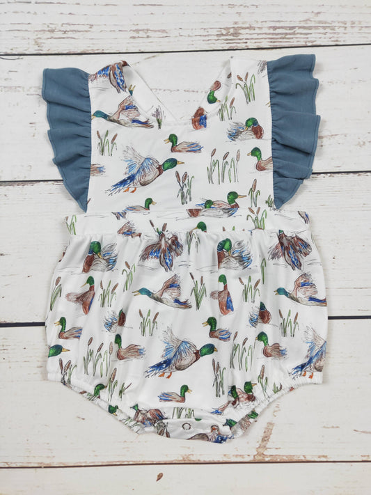 Duck Printed Baby Girls Romper