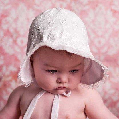 Heart Eyelet Baby Sunbonnet SALE