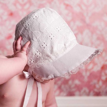 Heart Eyelet Baby Sunbonnet SALE